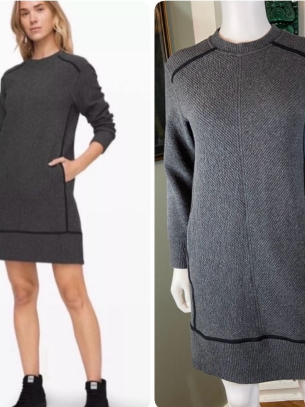Lululemon On Repeat Sweatshirt Mini Dress Heather Dark Gray Size 4